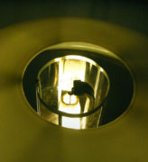 Unknown table lamp lit with mica globe from above.jpg